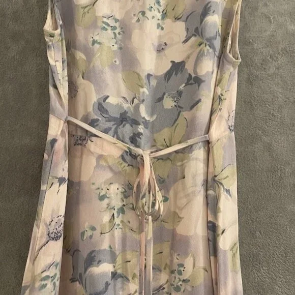 Vintage All That Jazz Dress Womens 9/10 Purple Floral Maxi Sleeveless 90s‎ USA - Picture 14 of 16